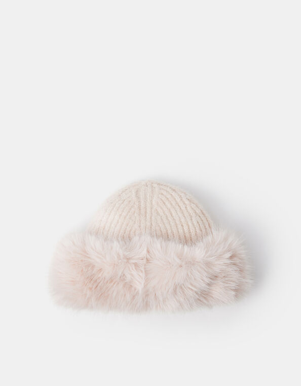 Faux Fur Trim Beanie Hat, , large