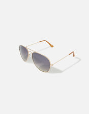 Chantal Aviator Sunglasses, Silver (SILVER), large