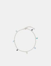 Sterling Silver-Plated Beaded Anklet, , large