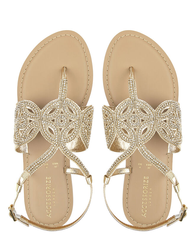 Gabriella Embellished Gladiator Sandals, Gold (GOLD), large