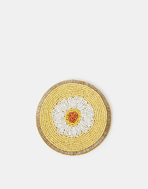 Round Daisy Beaded Coaster, , large
