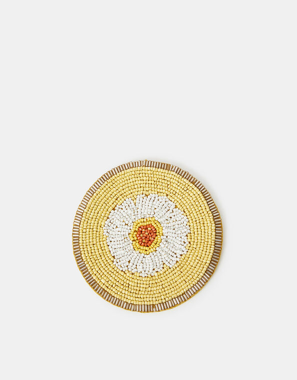 Round Daisy Beaded Coaster, , large