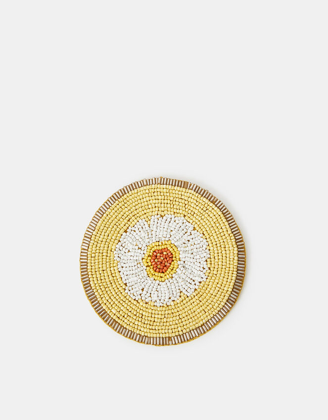 Round Daisy Beaded Coaster, , large