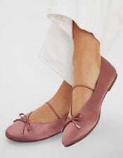 Satin Ballet Flats, Pink (PINK), large