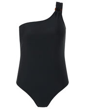 One-Shoulder Swimsuit, Black (BLACK), large
