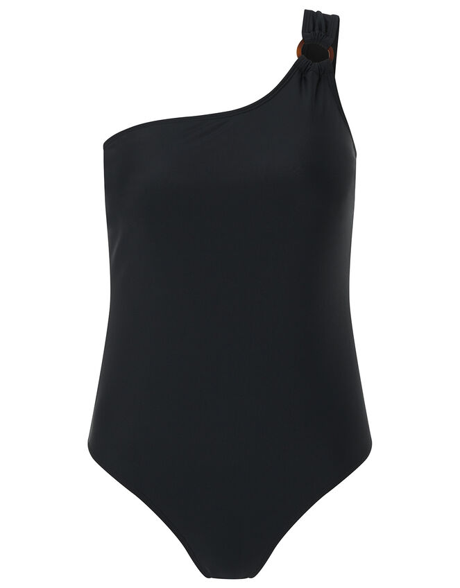 One-Shoulder Swimsuit, Black (BLACK), large