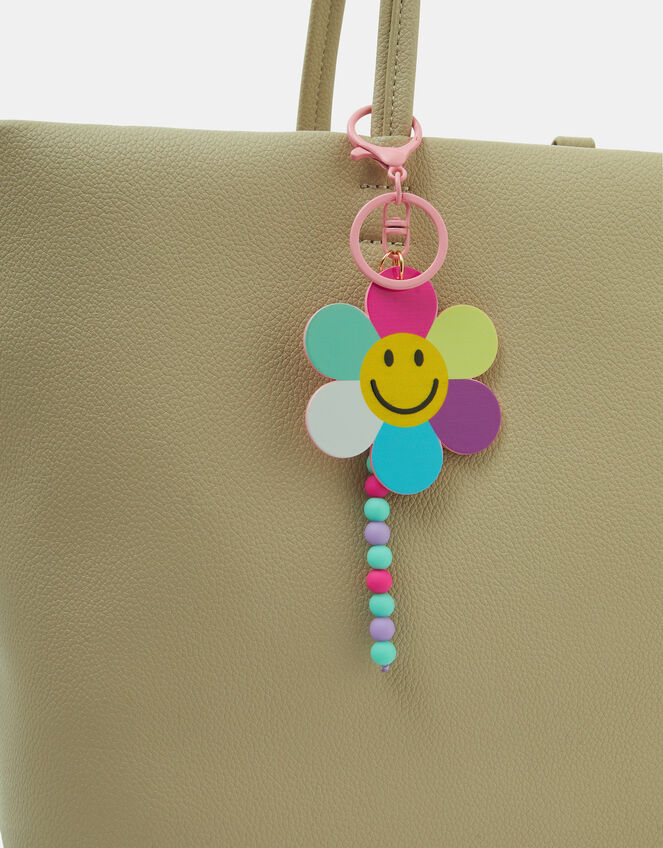 Girls Smiley Flower Bag Charm, , large
