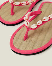 Shell Seagrass Flip Flops, Orange (CORAL), large