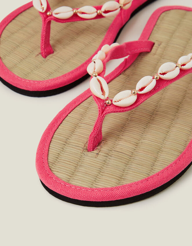 Shell Seagrass Flip Flops, Orange (CORAL), large