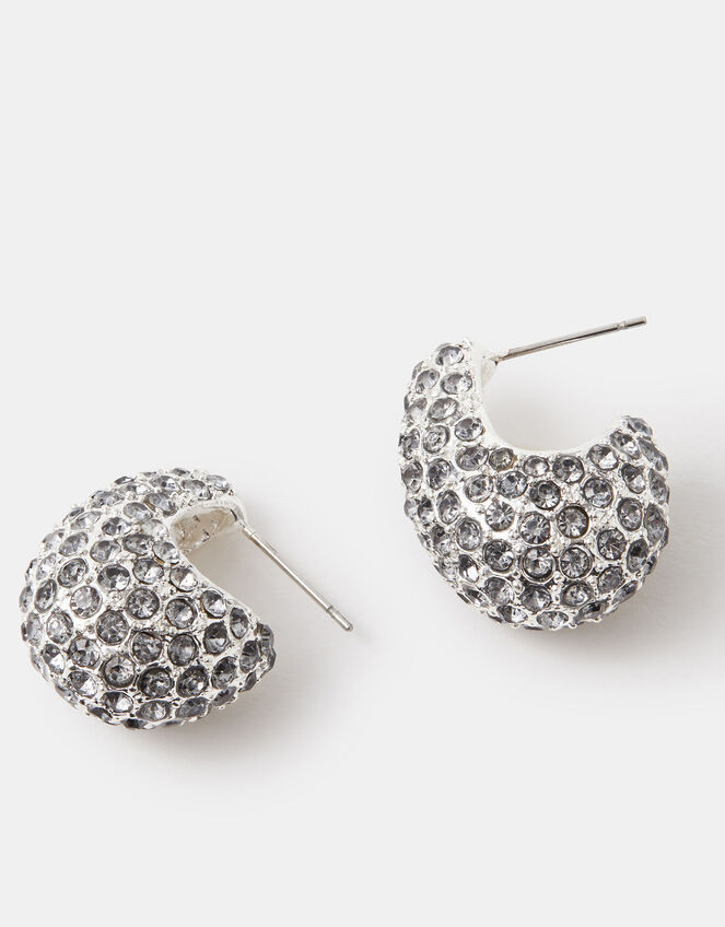 Diamanté Curve Teardrop Earrings, , large