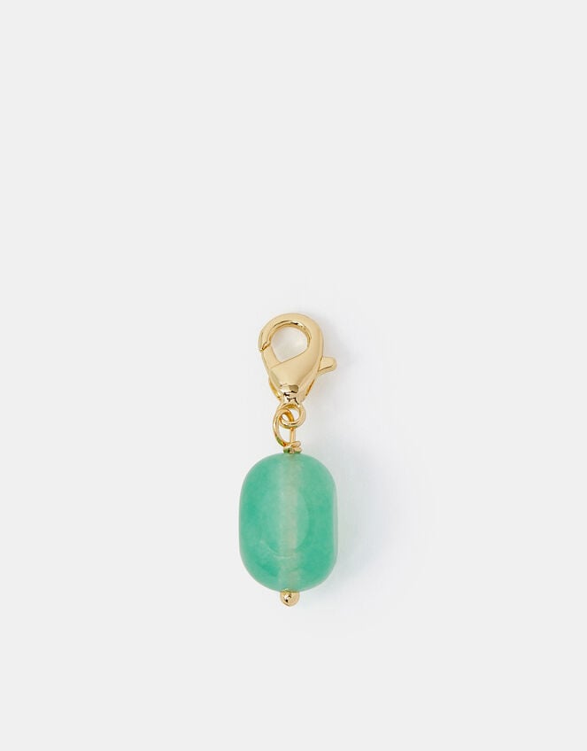 14ct Gold-Plated Semi Precious Stone Charm, Green (GREEN), large