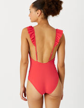 Exaggerated Ruffle Shaping Swimsuit, Red (RED), large
