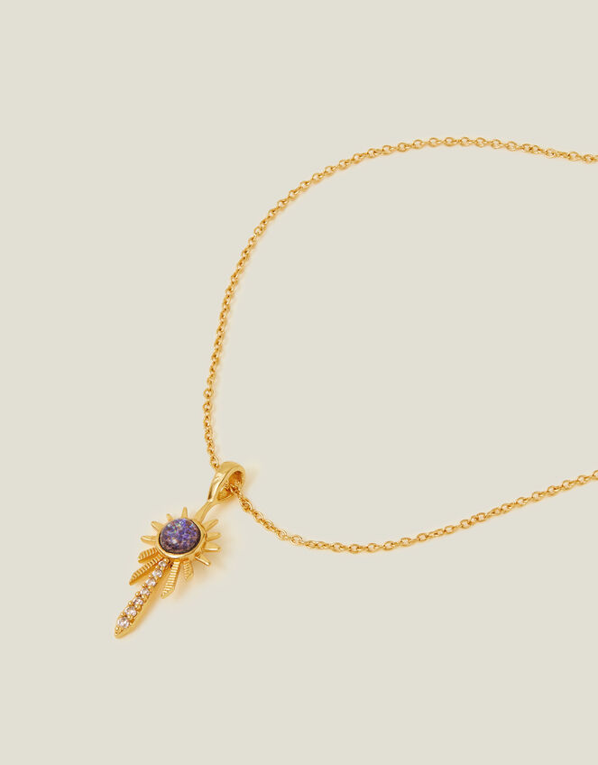14ct Gold-Plated Faux Opal Sunburst Necklace, , large