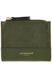 Croc Effect Bella Wallet, Green (KHAKI), large