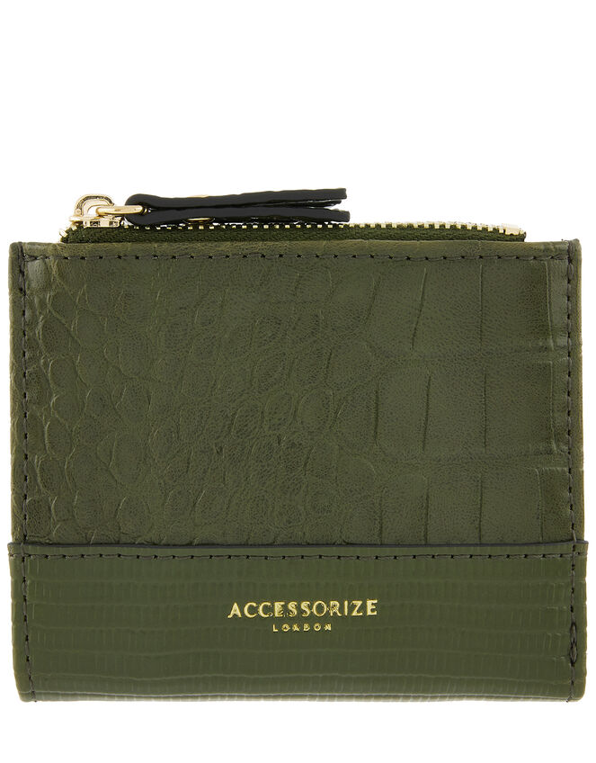 Croc Effect Bella Wallet, Green (KHAKI), large