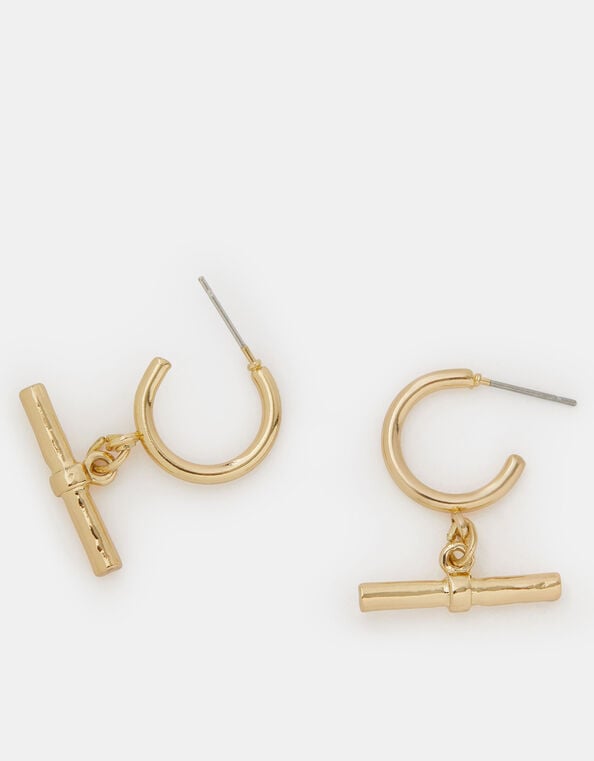 T-Bar Charm Hoop Earrings, , large