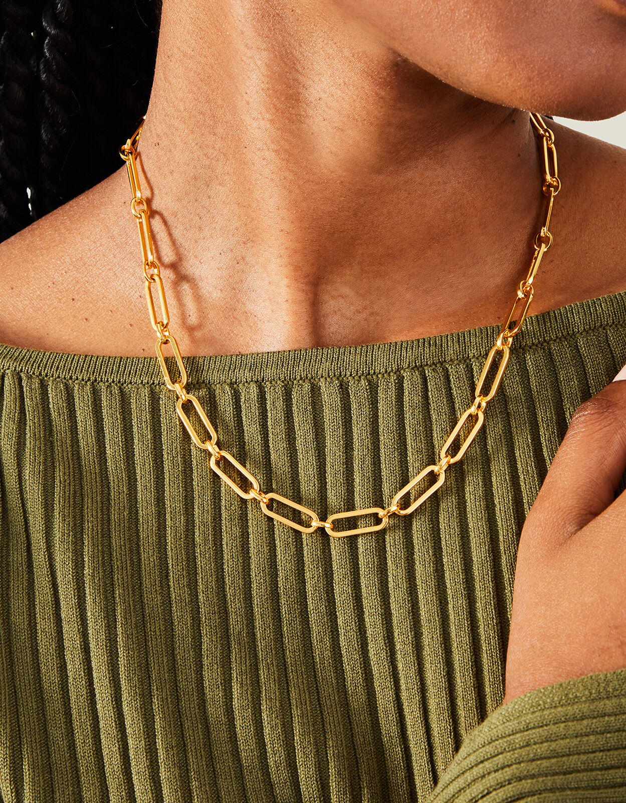 14 Gold Plated Elongated Link Necklace