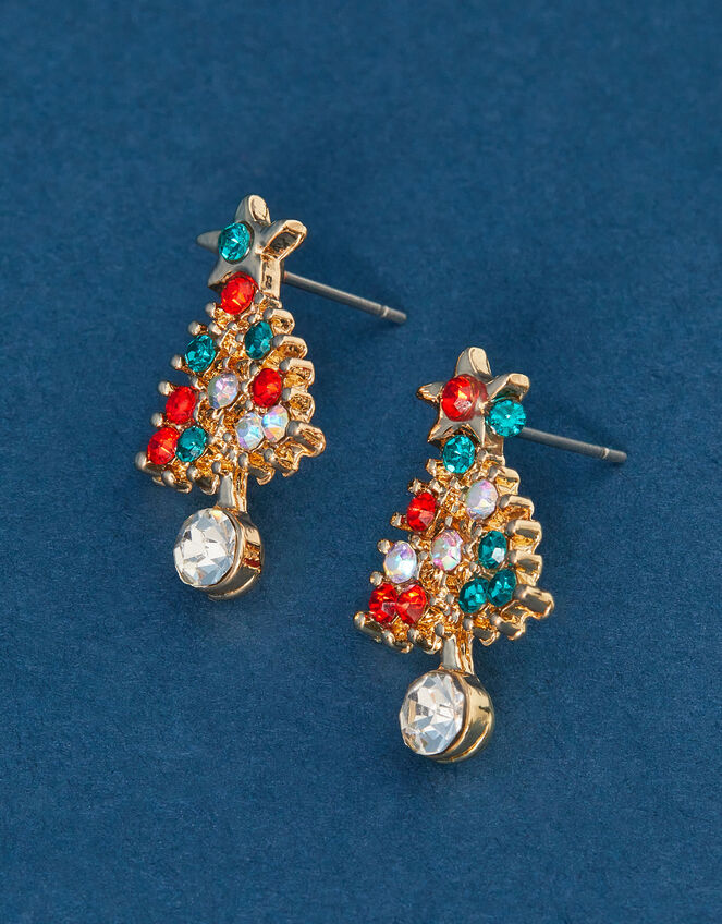 Christmas Tree Short Drop Earrings, , large