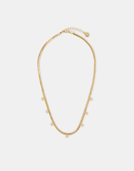 14ct Gold-Plated Cubic Zirconia Snake Necklace, , large