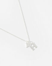 Sterling Silver Heart Initial Necklace - H, , large