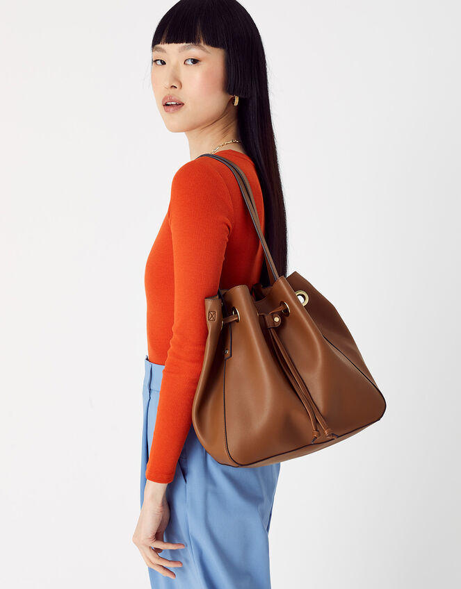 Eyelet Closure Shoulder Bag, , large