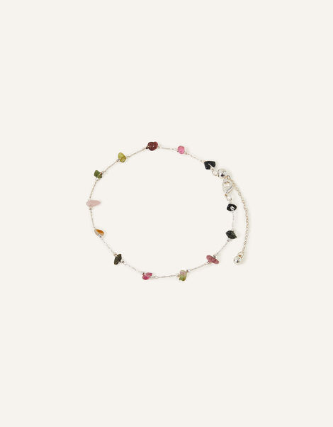 Sterling Silver-Plated Stone Anklet, , large
