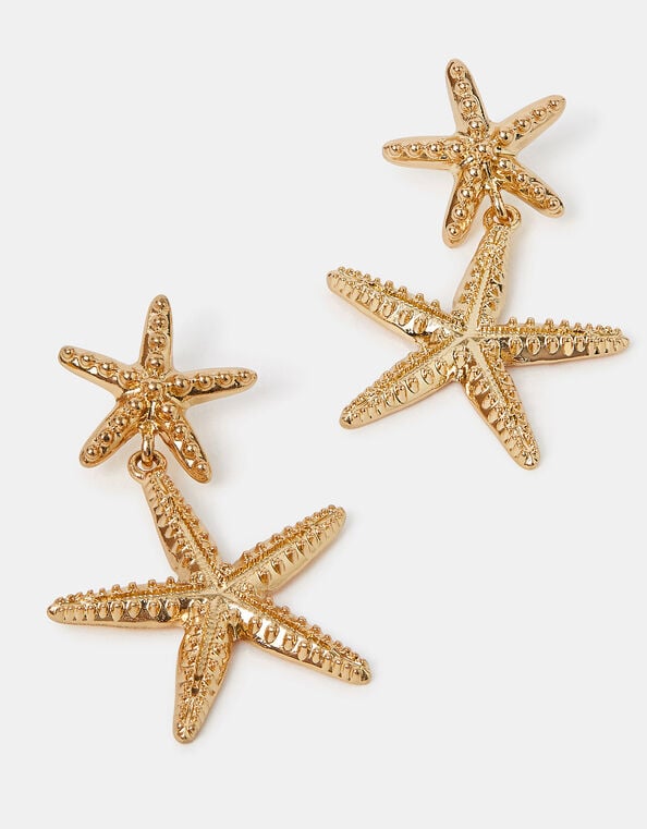 Double Drop Starfish Earrings, , large