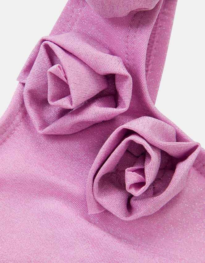 Girls Flower Corsage Swimsuit, Purple (LILAC), large