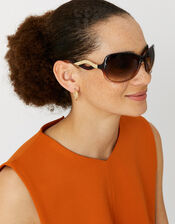 Wavy Arm Detail Wrap Sunglasses, , large
