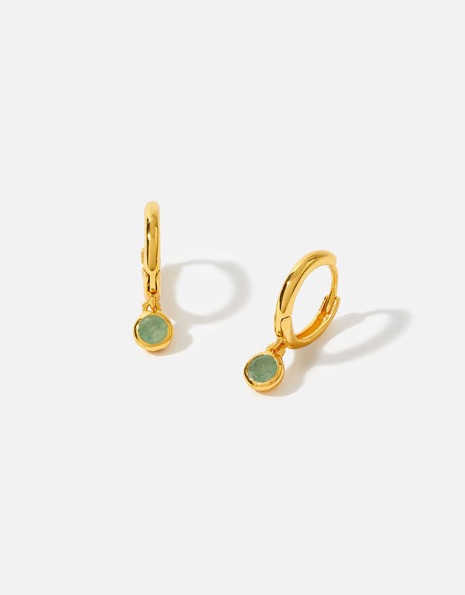 Gold Vermeil Aventurine Hoops, , large