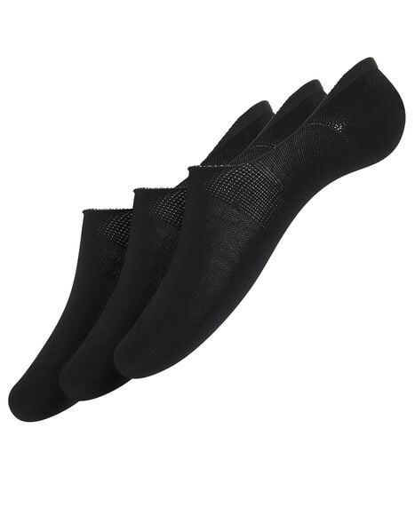 Bamboo Footsie Sock Set of Three Black, Black (BLACK), large