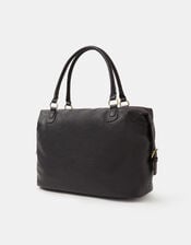 Double Zip Front Shoulder Bag, Black (BLACK), large