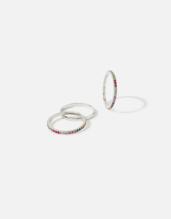 Platinum-Plated Rainbow Rings, Silver (SILVER), large