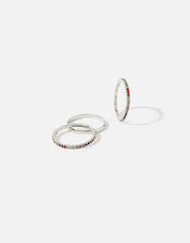 Platinum-Plated Rainbow Rings, Silver (SILVER), large