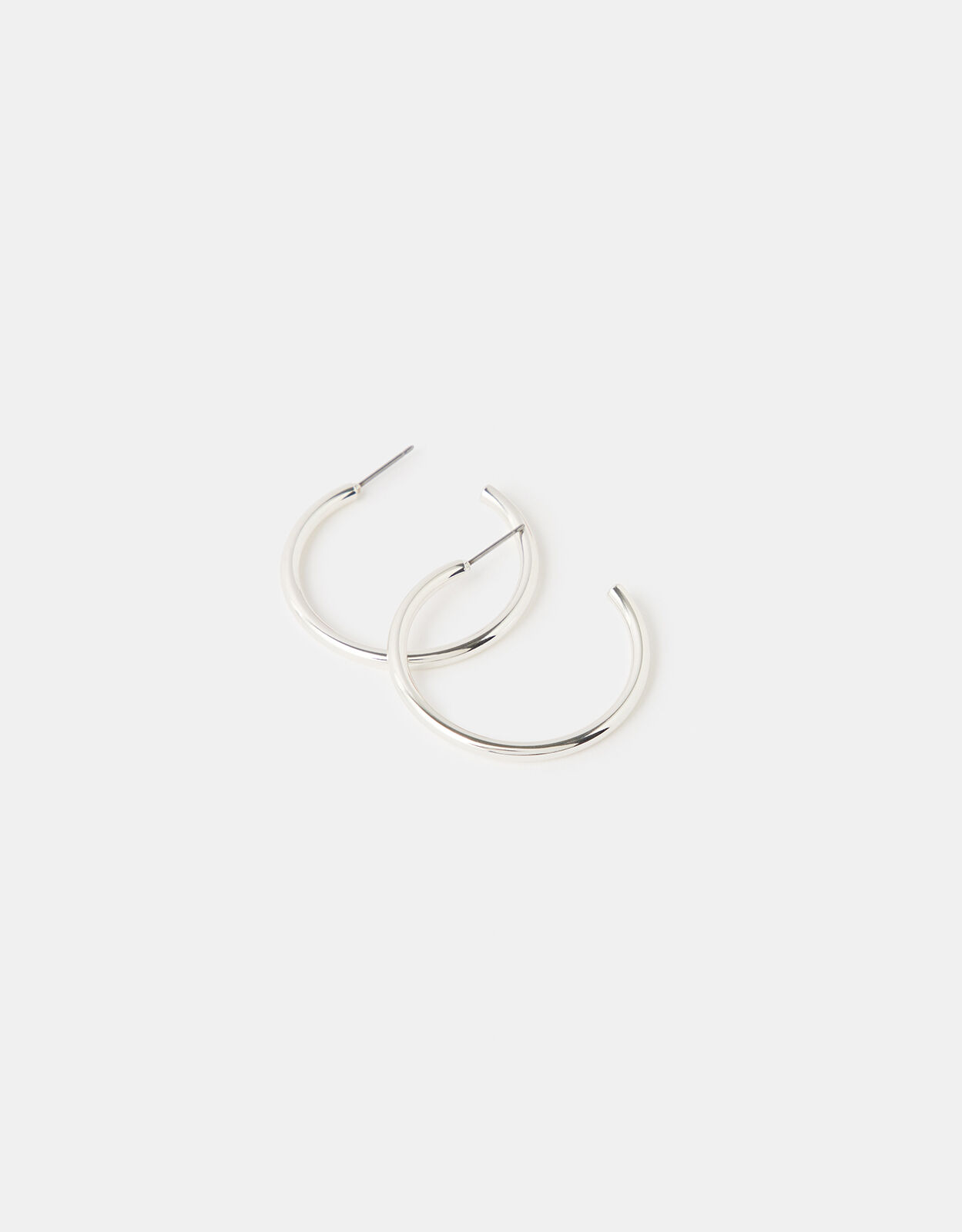 Medium Tube Hoops Silver