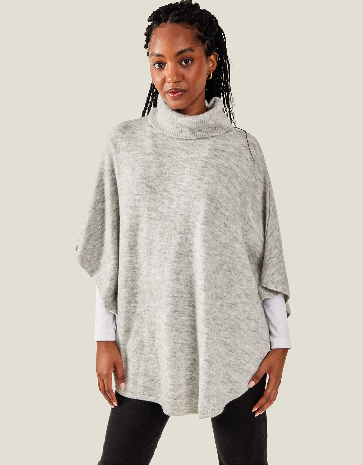 Cosy Knit Poncho Grey Blanket scarves Accessorize Global