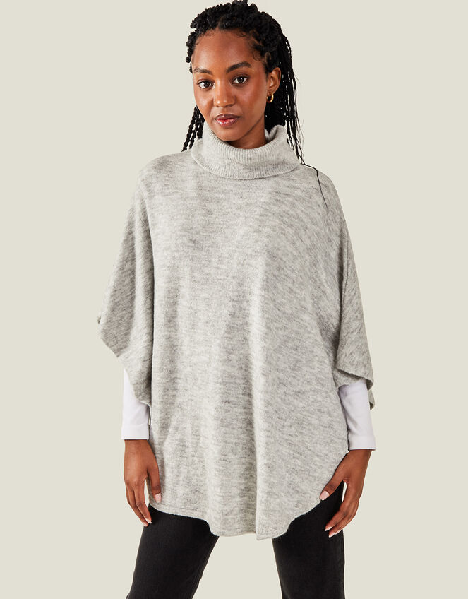 Cosy Knit Poncho, Grey (GREY), large