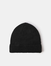 Plain Beanie Hat, Black (BLACK), large