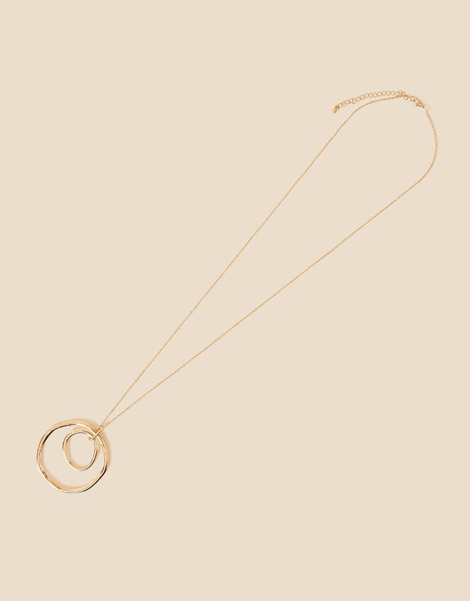 Long Concentric Circle Pendant Necklace, , large