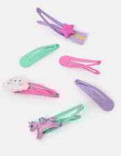 6-Pack Girls Unicorn Hair Clips, , large