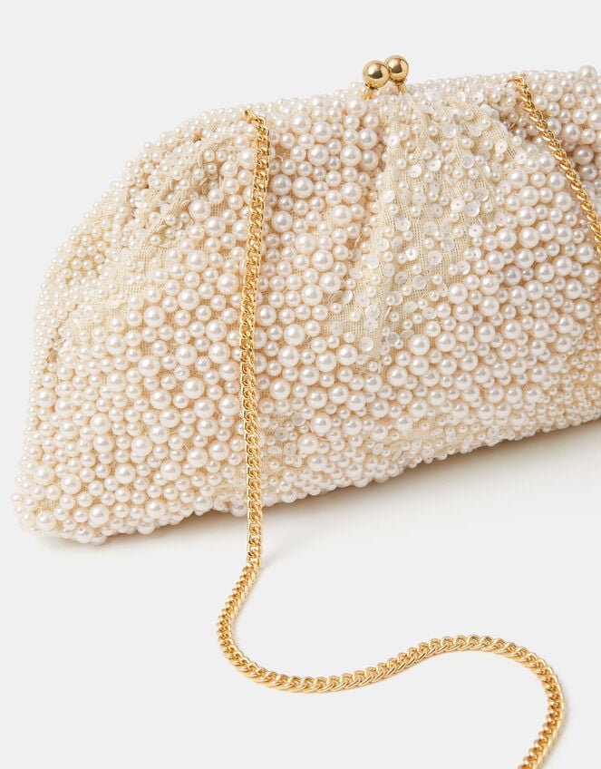 Bridal Cloud Pearl Beaded Mini Bag, , large