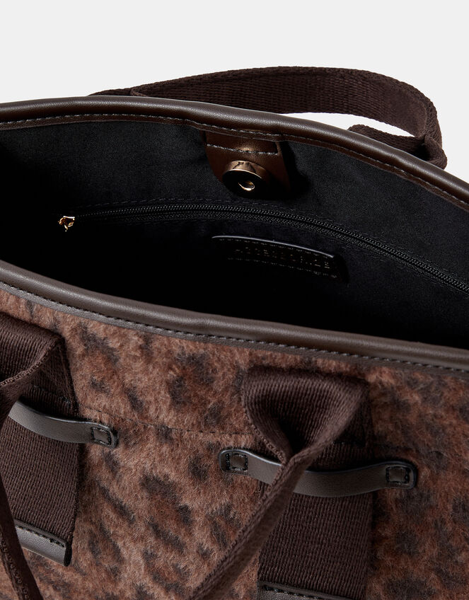 Leopard Print Faux Fur Handbag, , large