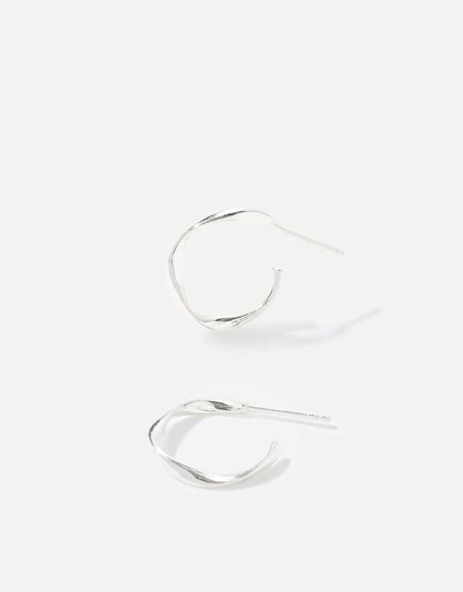 Sterling Silver Twist Hoops, , large