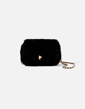 Maya Faux Fur Cross-Body Bag, Black (BLACK), large