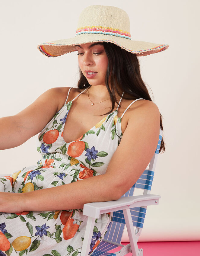 Stripe Floppy Wide Brim Hat, , large