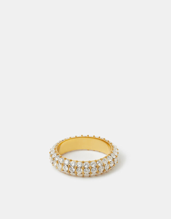 Stainless Steel Pav&eacute; Ring, Gold (GOLD), large