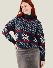 Snowflake Knit Jumper, Grey (GREY), large
