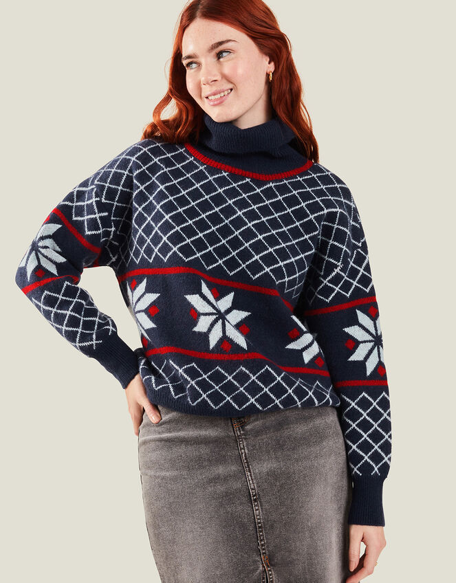 Snowflake Knit Jumper, Grey (GREY), large