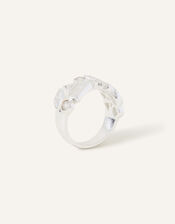 Sterling Silver Cluster Band Ring, White (ST CRYSTAL), large