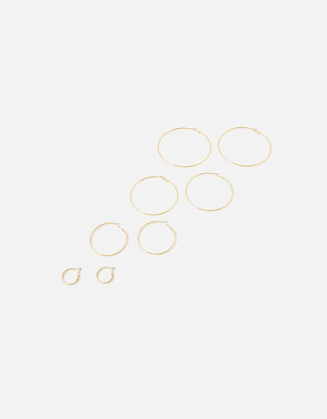 Reconnected Simple Hoop 4 Pack Gold, Gold (GOLD), large